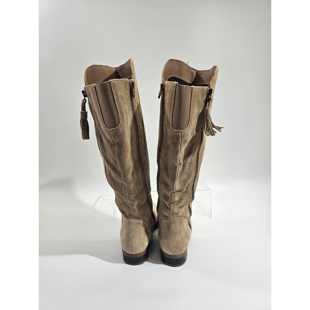 Naturalizer Jinnie Riding Boots Women 7.5W Tan Suede Wide Calf Knee High Tassel - Picture 5 of 8